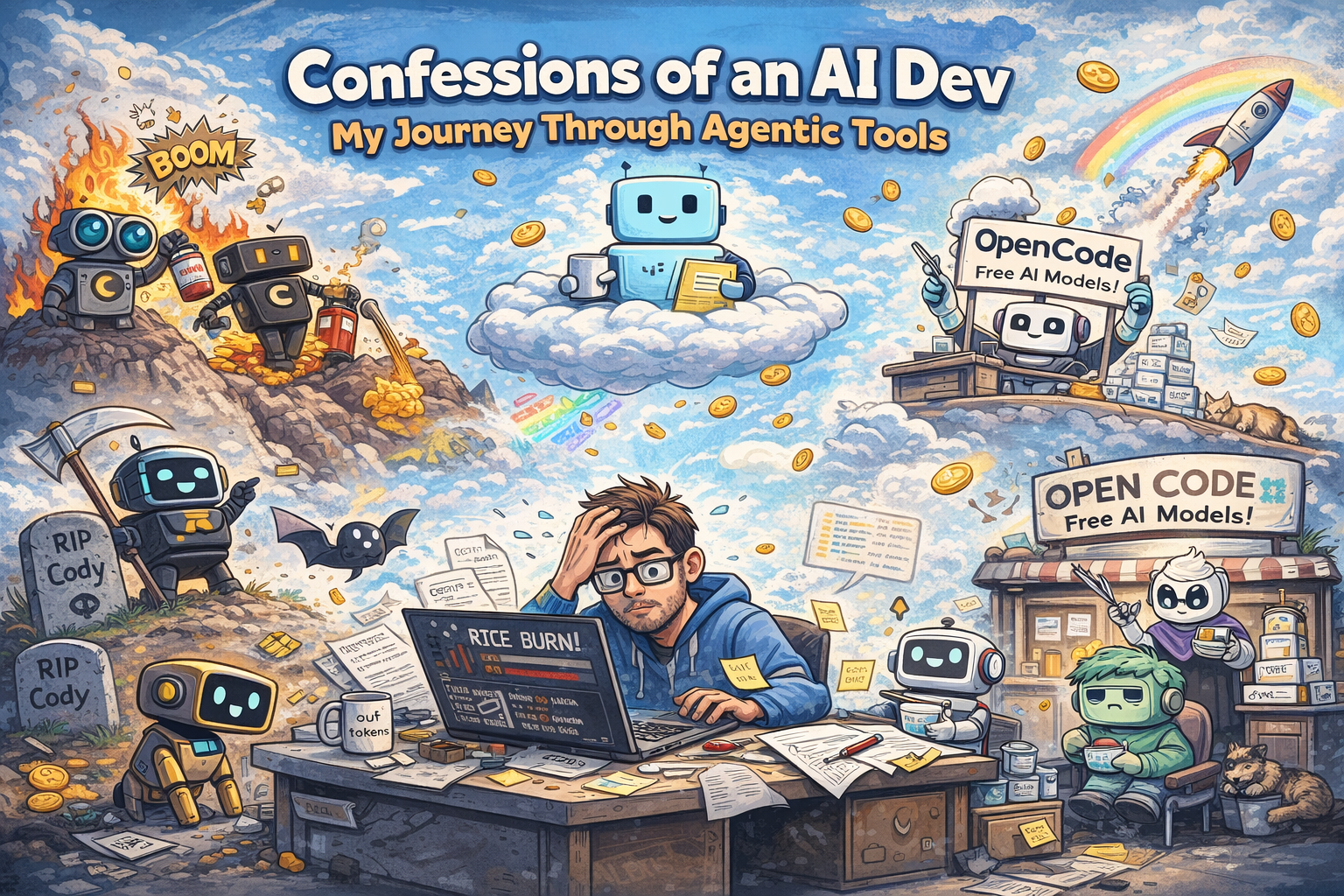 AI development tools comparison showing multiple AI models and code interfaces